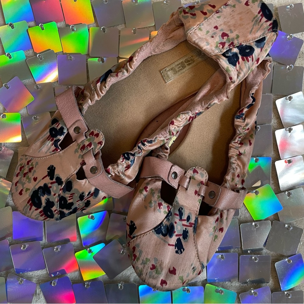 DIESEL Rare Pink Floral Satin Ballet Flats 8.5